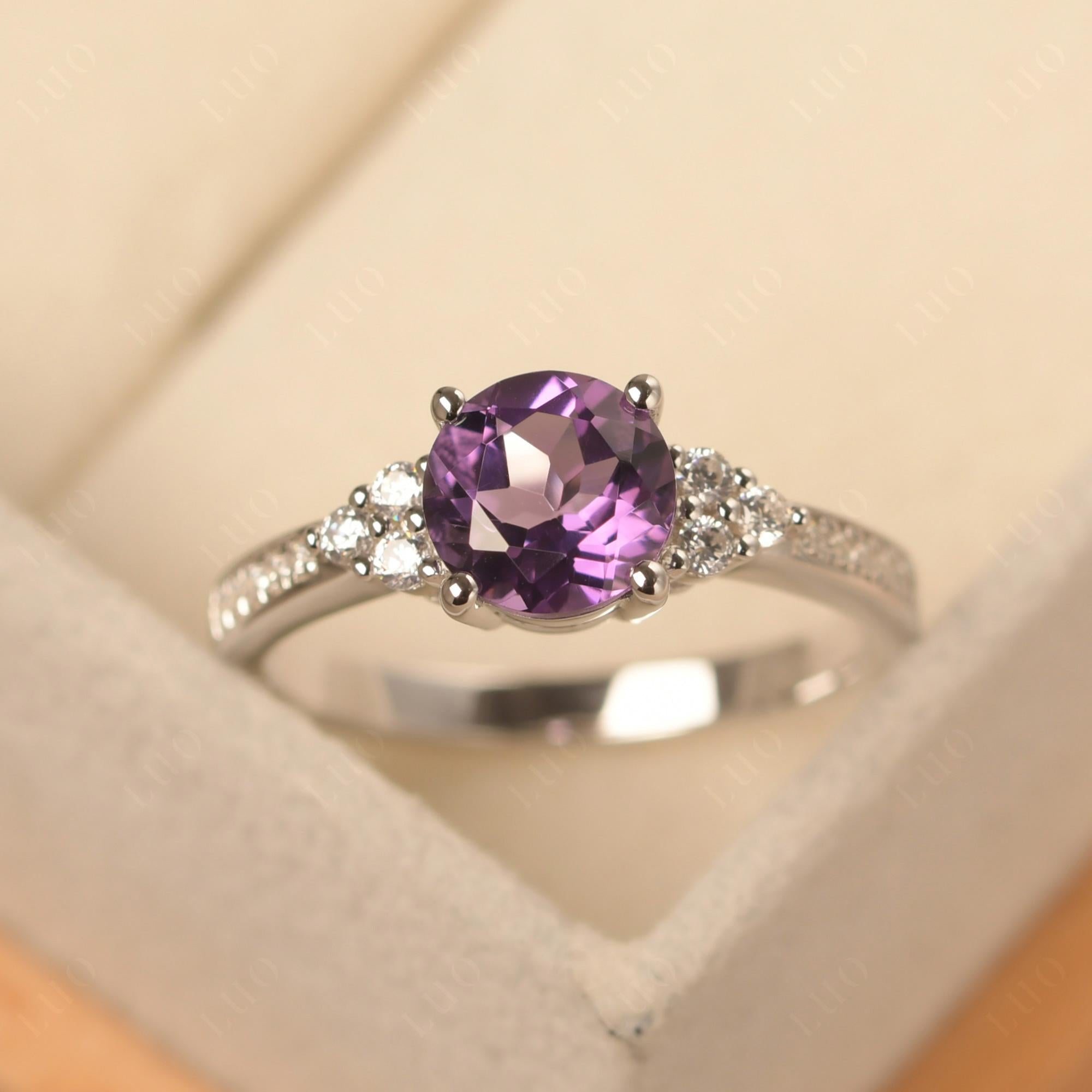 Round Cut Amethyst Engagement Ring - LUO Jewelry