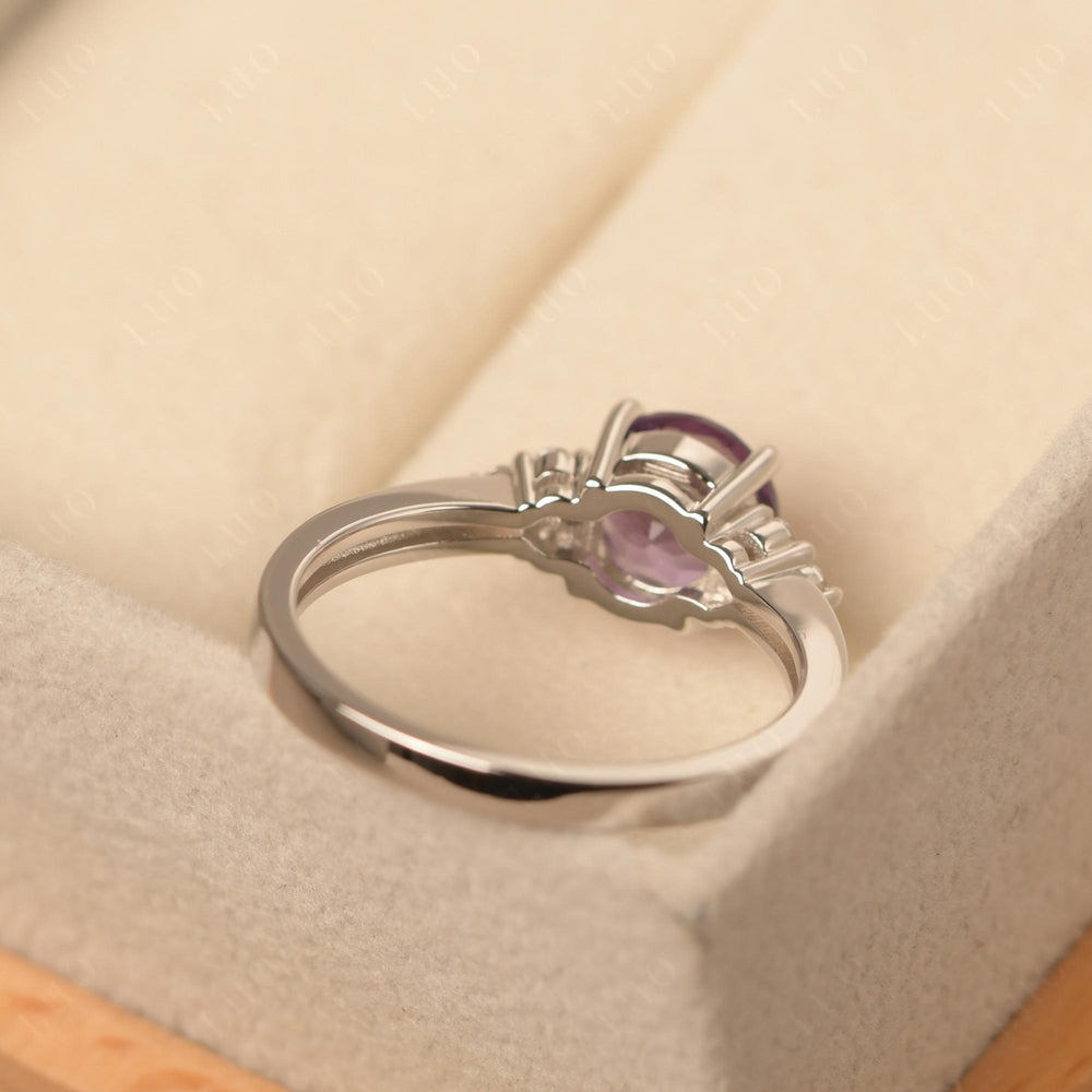 Round Cut Amethyst Engagement Ring Sterling Silver - LUO Jewelry