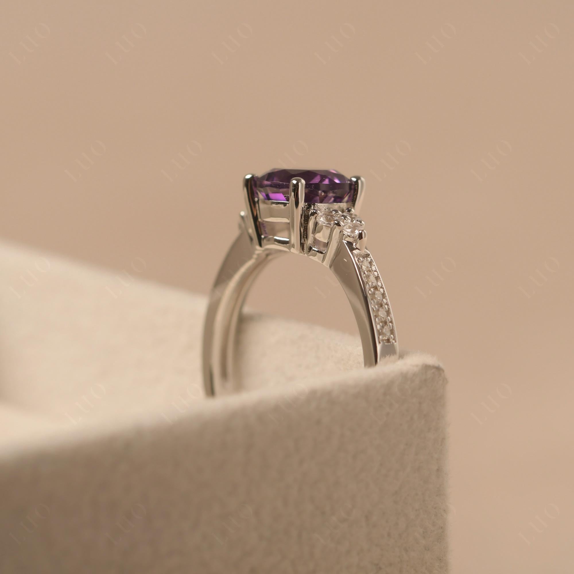 Round Cut Amethyst Engagement Ring - LUO Jewelry