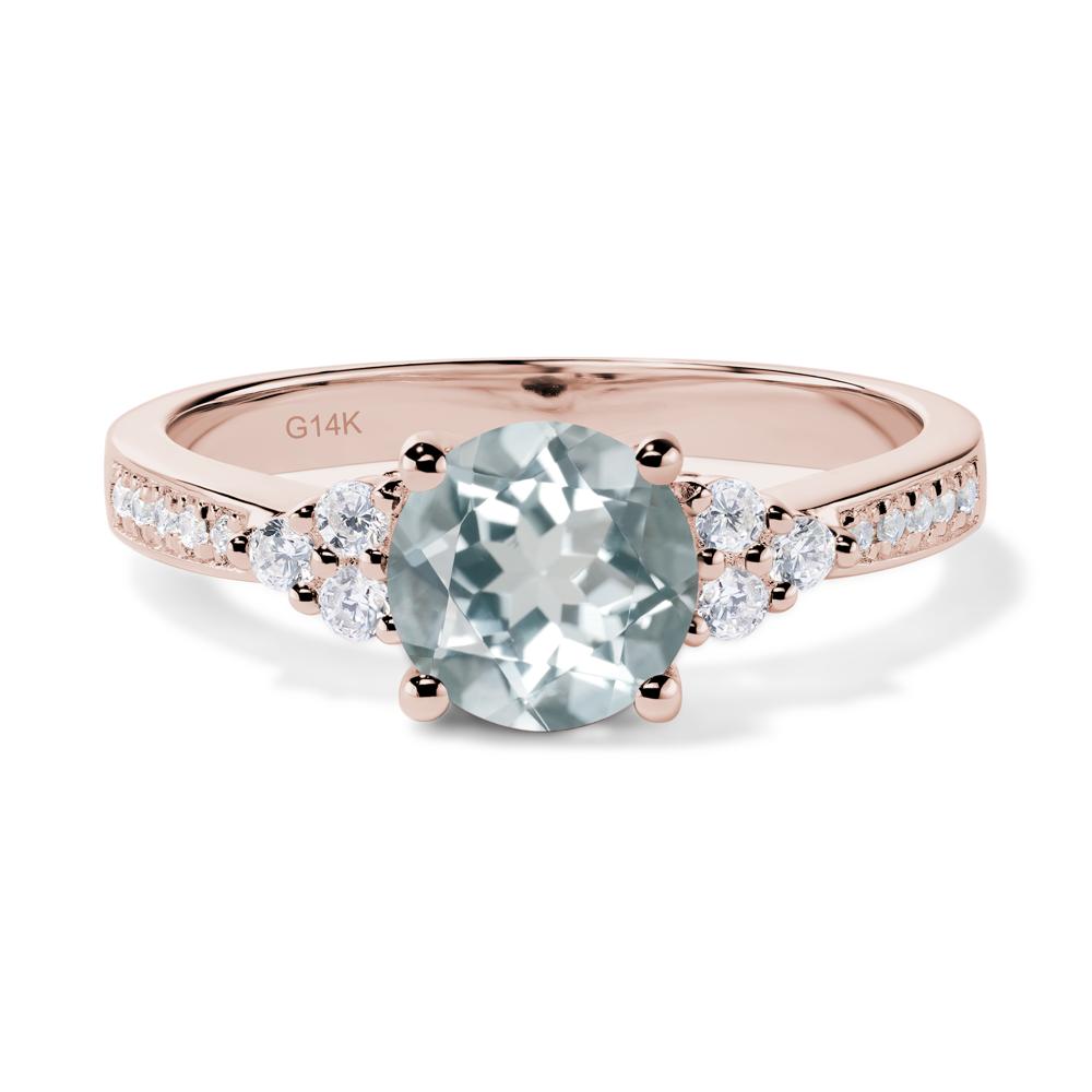 Round Cut Aquamarine Engagement Ring - LUO Jewelry #metal_14k rose gold
