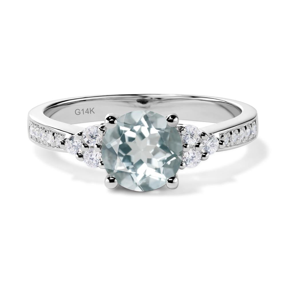 Round Cut Aquamarine Engagement Ring - LUO Jewelry #metal_14k white gold
