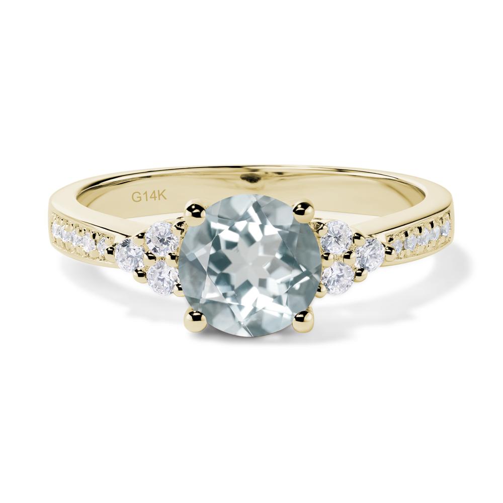 Round Cut Aquamarine Engagement Ring - LUO Jewelry #metal_14k yellow gold