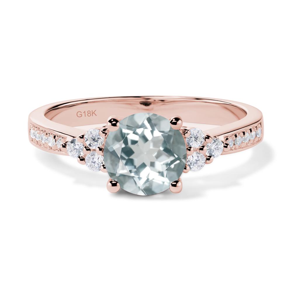 Round Cut Aquamarine Engagement Ring - LUO Jewelry #metal_18k rose gold