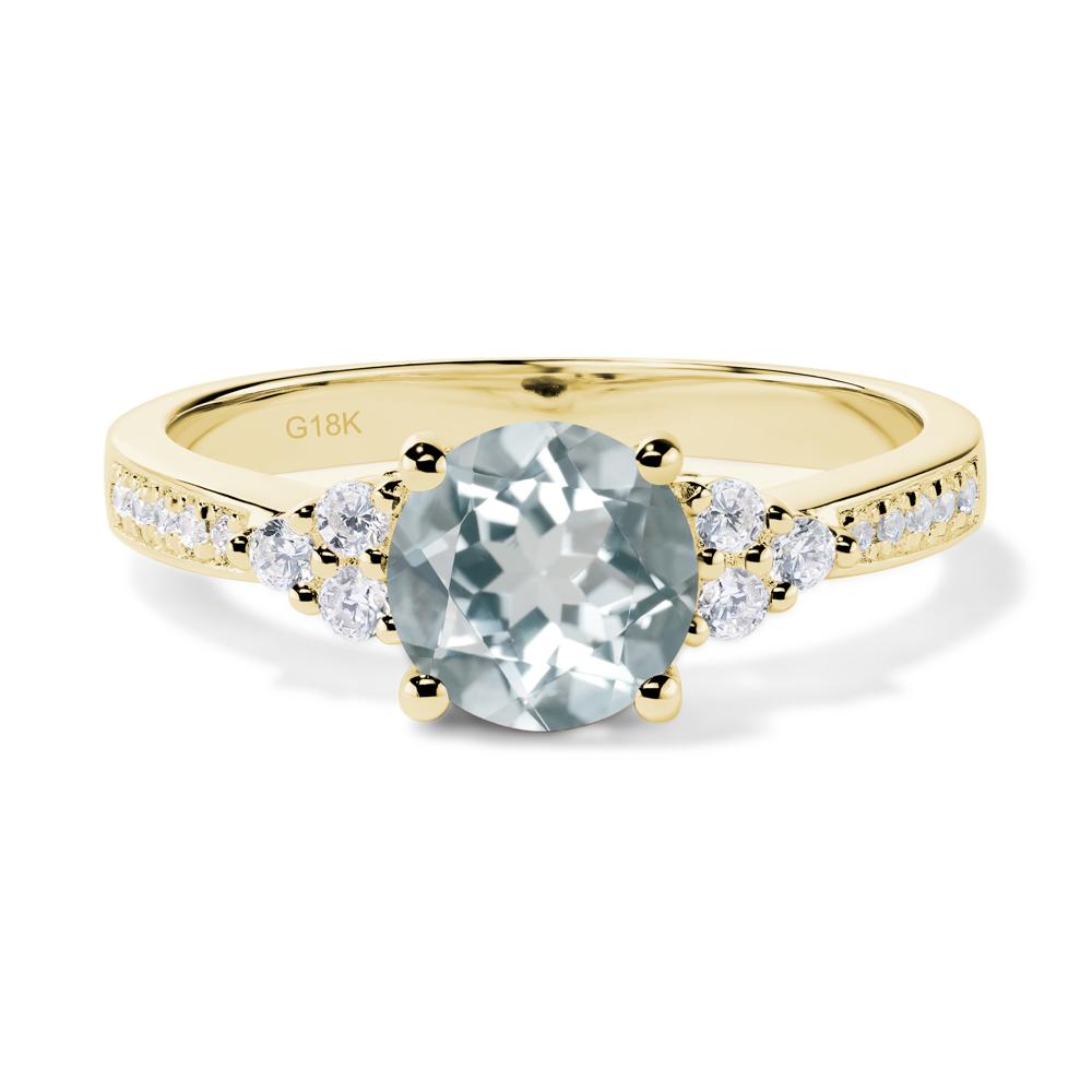 Round Cut Aquamarine Engagement Ring - LUO Jewelry #metal_18k yellow gold