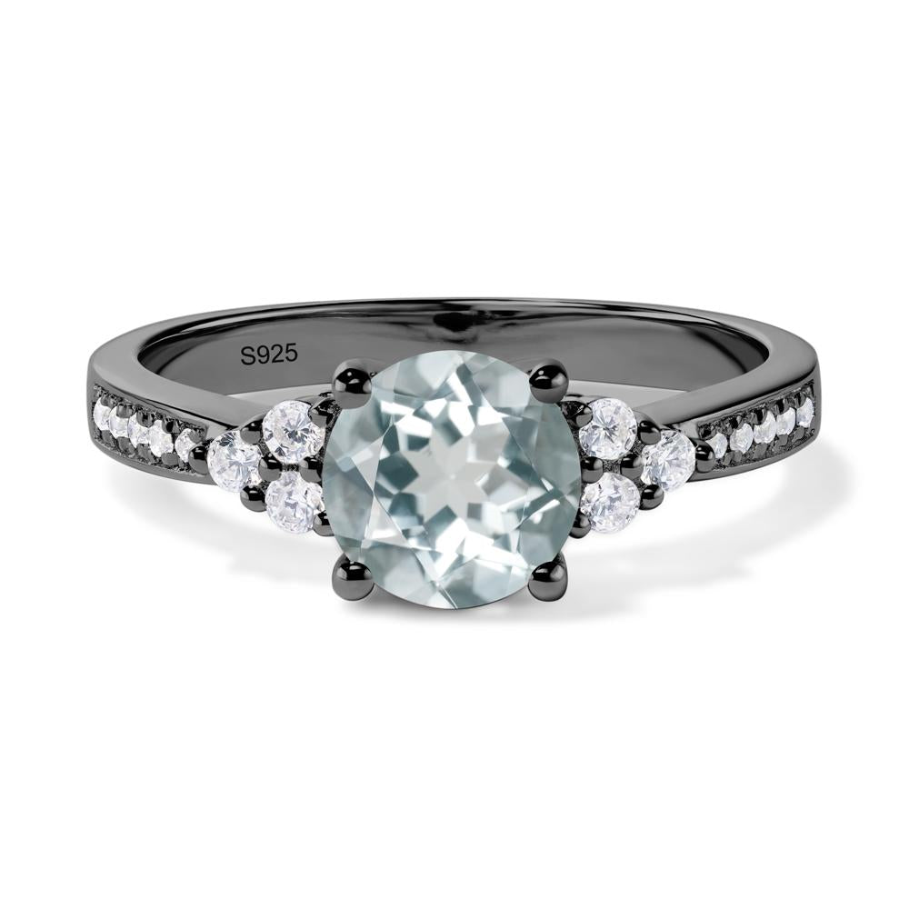 Round Cut Aquamarine Engagement Ring - LUO Jewelry #metal_black finish sterling silver