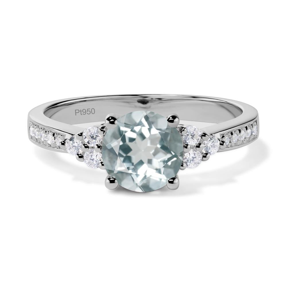 Round Cut Aquamarine Engagement Ring - LUO Jewelry #metal_platinum