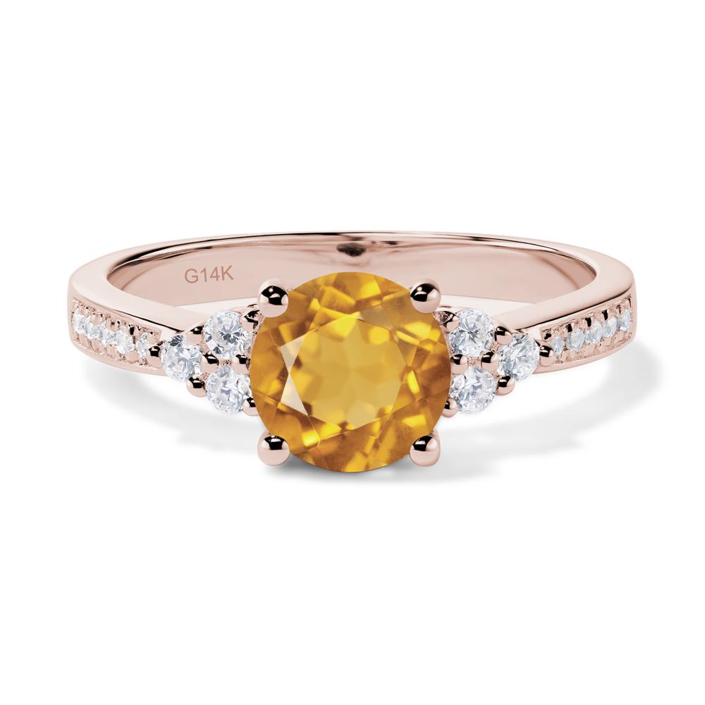 Round Cut Citrine Engagement Ring - LUO Jewelry #metal_14k rose gold
