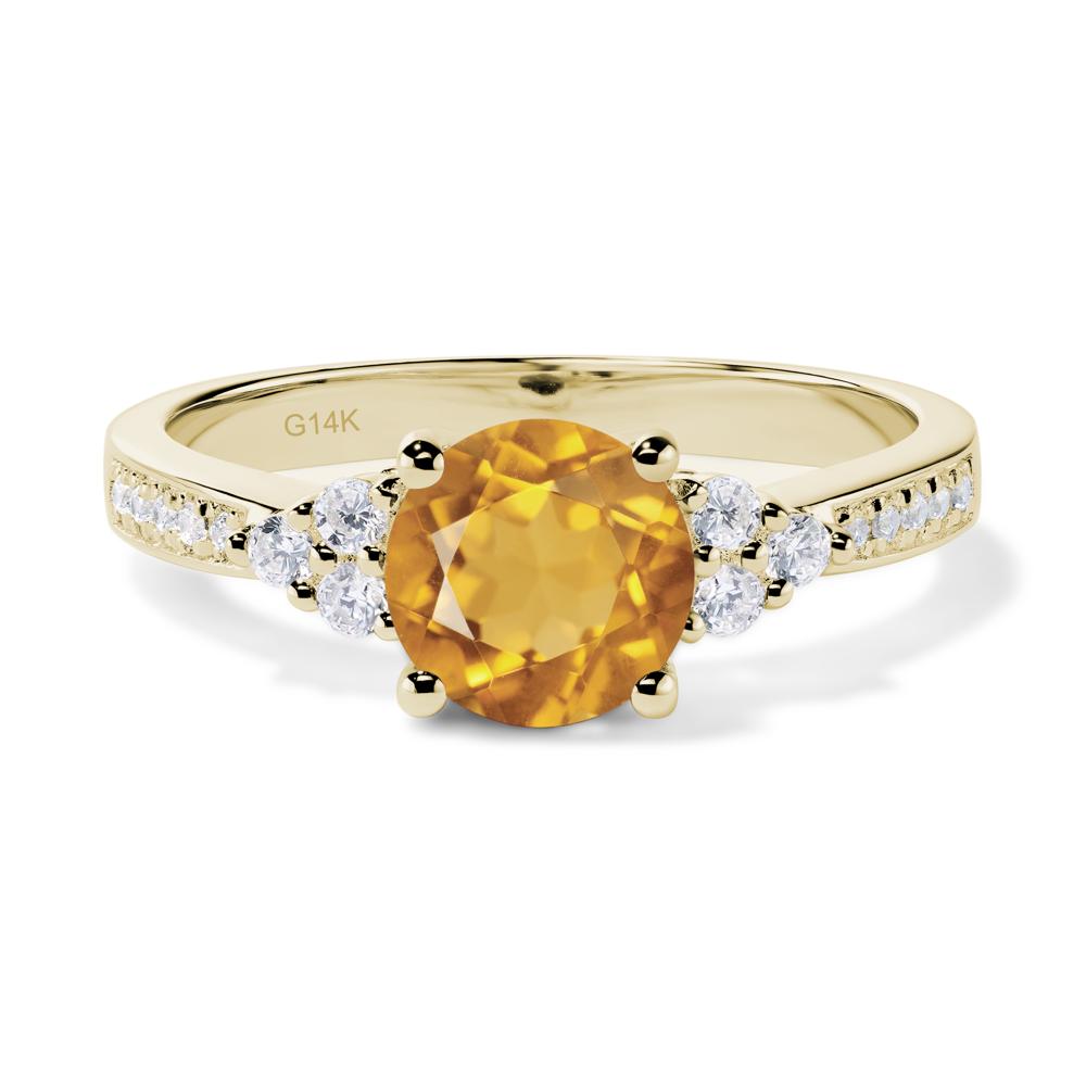 Round Cut Citrine Engagement Ring - LUO Jewelry #metal_14k yellow gold
