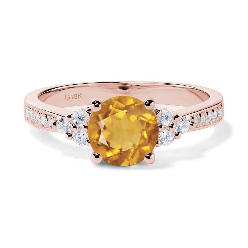 Round Cut Citrine Engagement Ring - LUO Jewelry #metal_18k rose gold