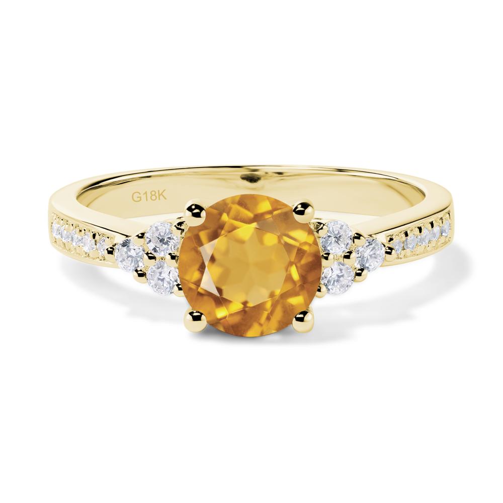 Round Cut Citrine Engagement Ring - LUO Jewelry #metal_18k yellow gold