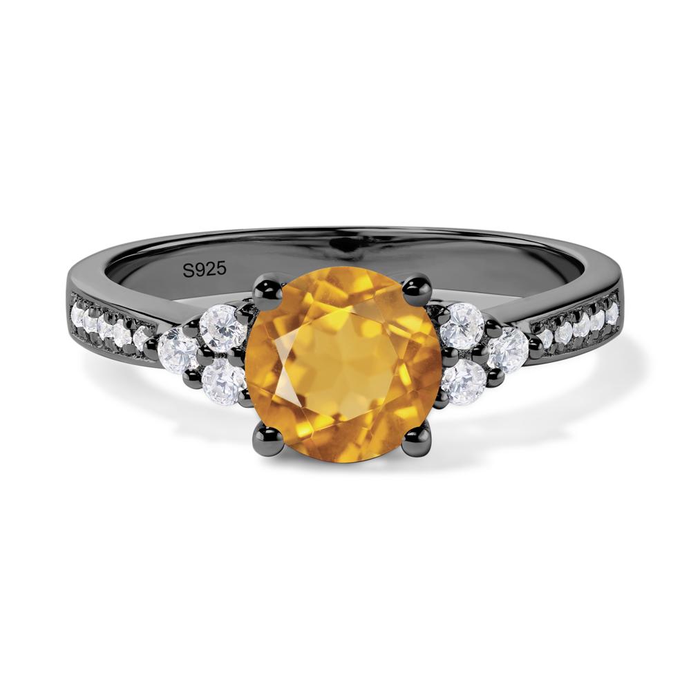 Round Cut Citrine Engagement Ring - LUO Jewelry #metal_black finish sterling silver