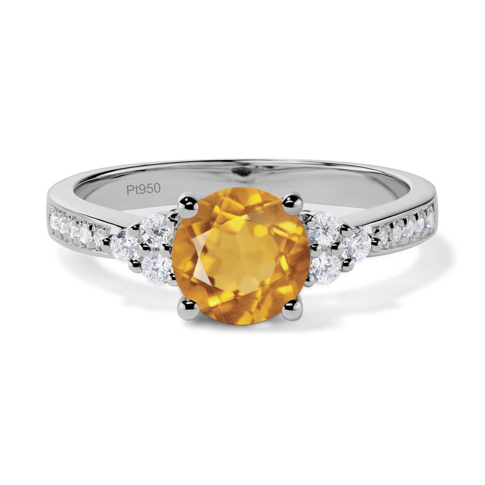 Round Cut Citrine Engagement Ring - LUO Jewelry #metal_platinum