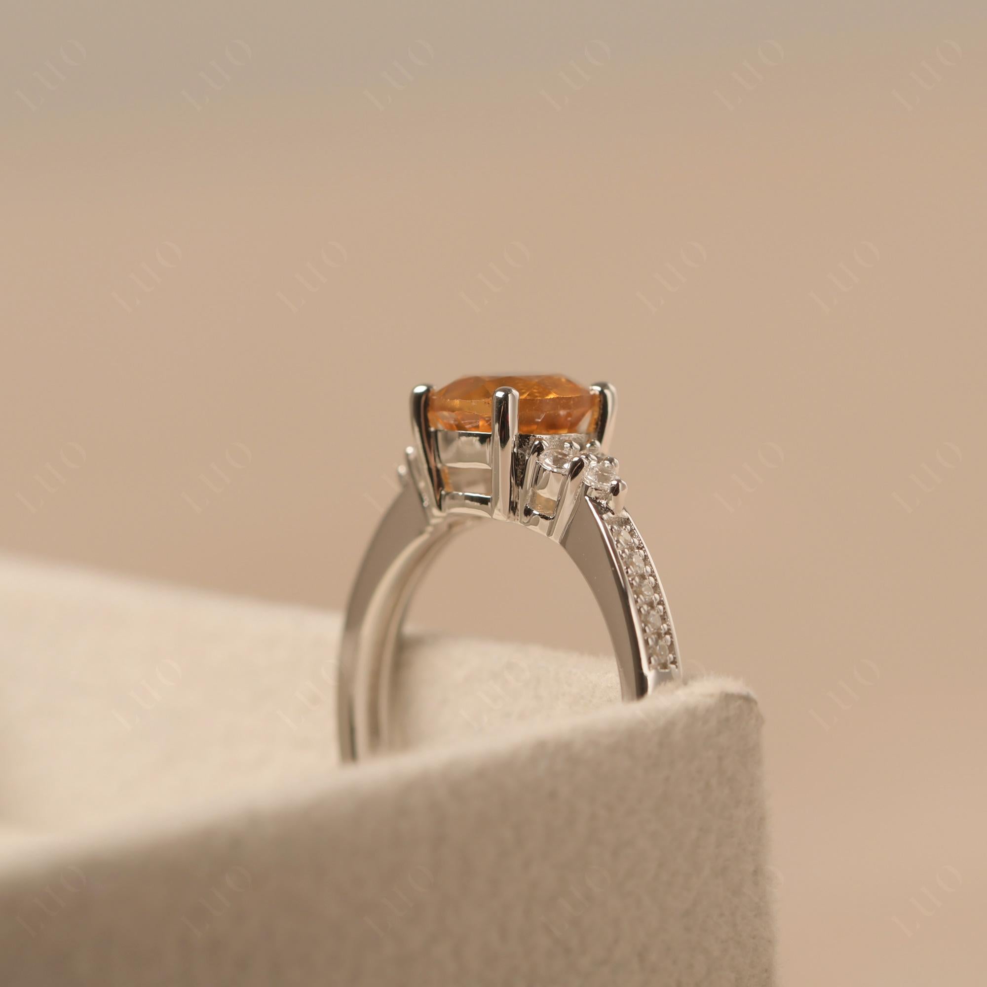Round Cut Citrine Engagement Ring - LUO Jewelry