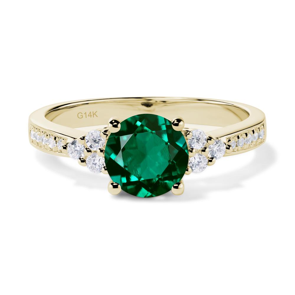 Round Cut Lab Created Emerald Engagement Ring - LUO Jewelry #metal_14k yellow gold