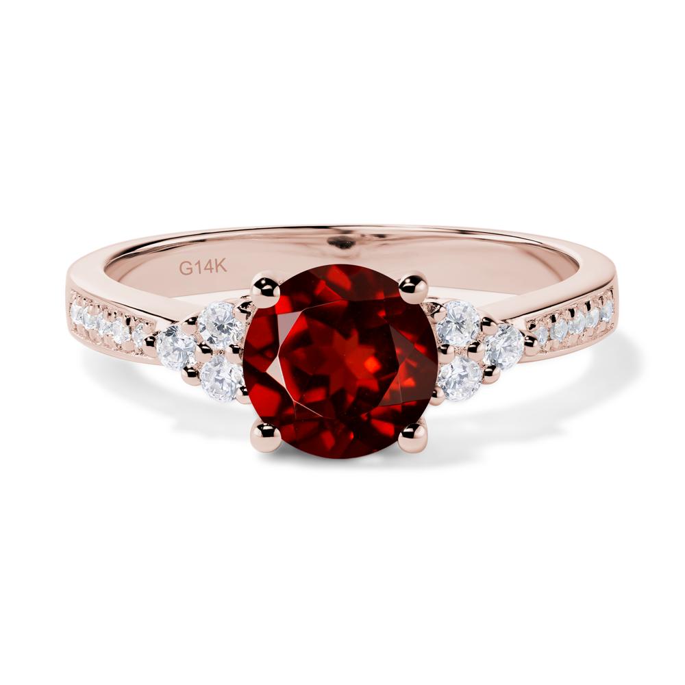 Round Cut Garnet Engagement Ring - LUO Jewelry #metal_14k rose gold