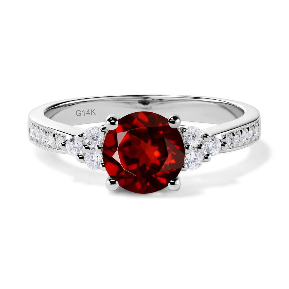 Round Cut Garnet Engagement Ring - LUO Jewelry #metal_14k white gold