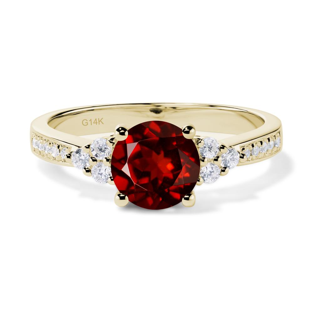 Round Cut Garnet Engagement Ring - LUO Jewelry #metal_14k yellow gold