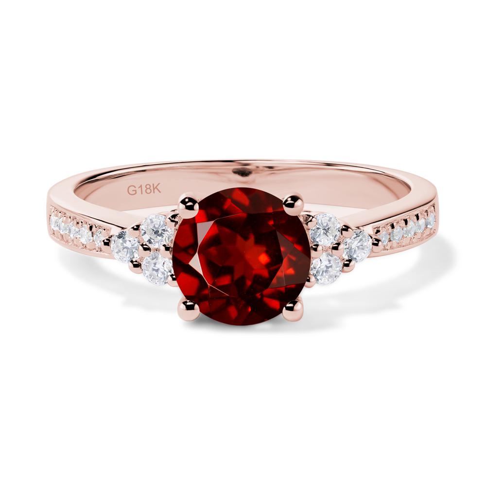 Round Cut Garnet Engagement Ring - LUO Jewelry #metal_18k rose gold
