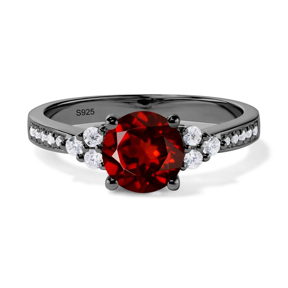 Round Cut Garnet Engagement Ring - LUO Jewelry #metal_black finish sterling silver