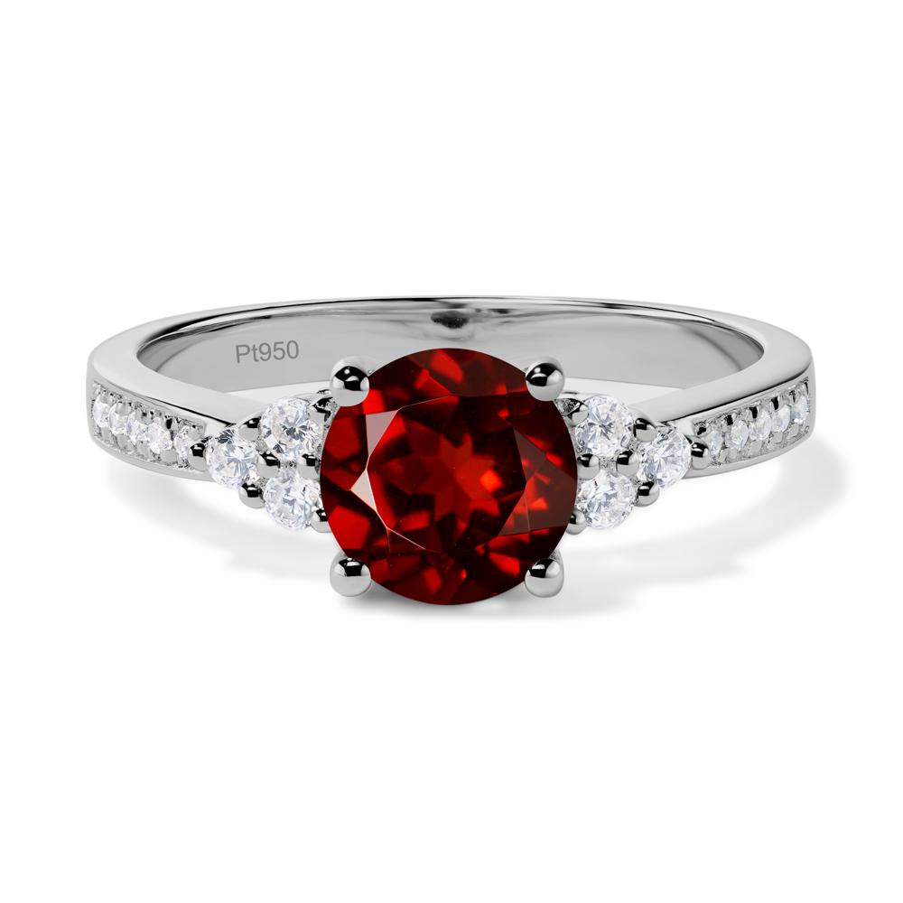 Round Cut Garnet Engagement Ring - LUO Jewelry #metal_platinum