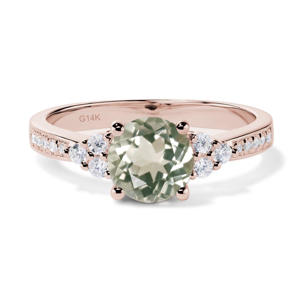 Round Cut Green Amethyst Engagement Ring - LUO Jewelry #metal_14k rose gold