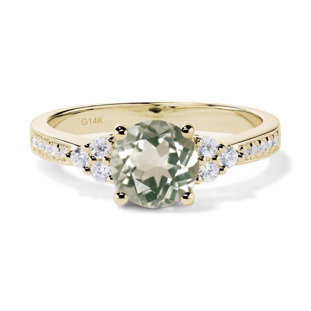 Round Cut Green Amethyst Engagement Ring - LUO Jewelry #metal_14k yellow gold