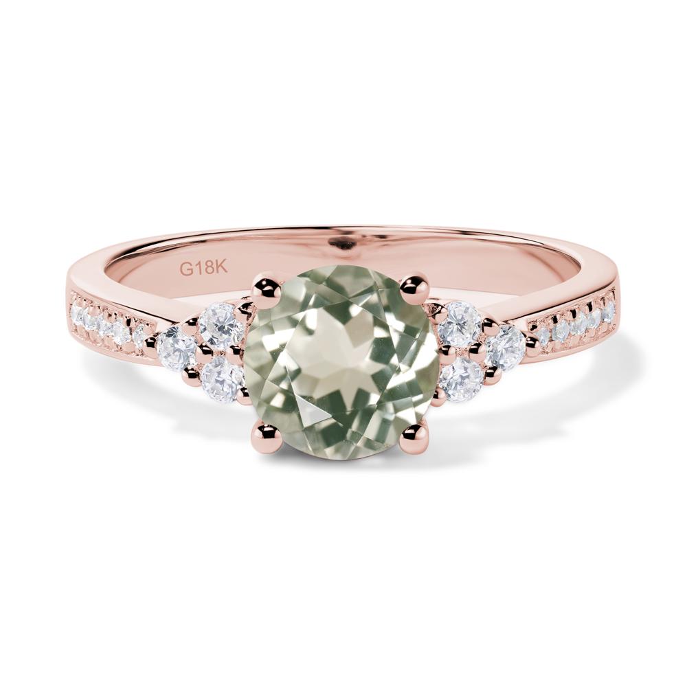 Round Cut Green Amethyst Engagement Ring - LUO Jewelry #metal_18k rose gold