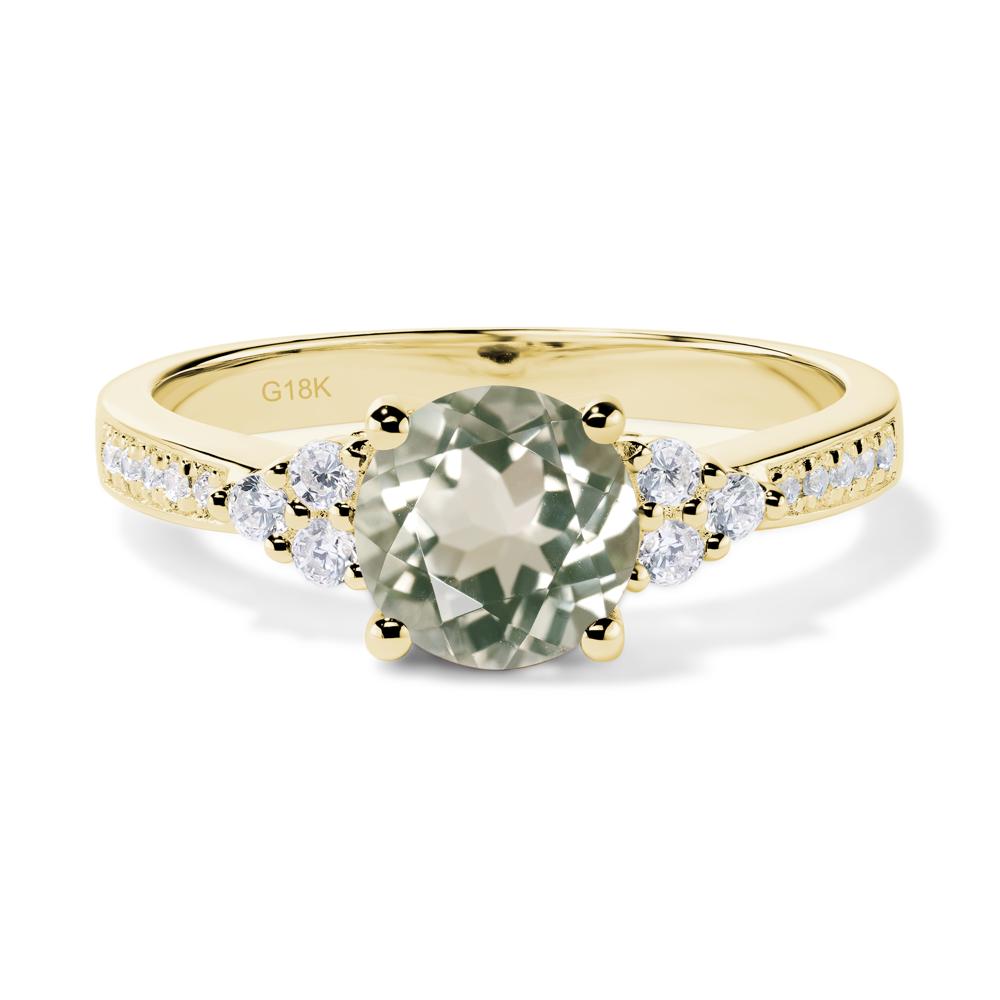 Round Cut Green Amethyst Engagement Ring - LUO Jewelry #metal_18k yellow gold