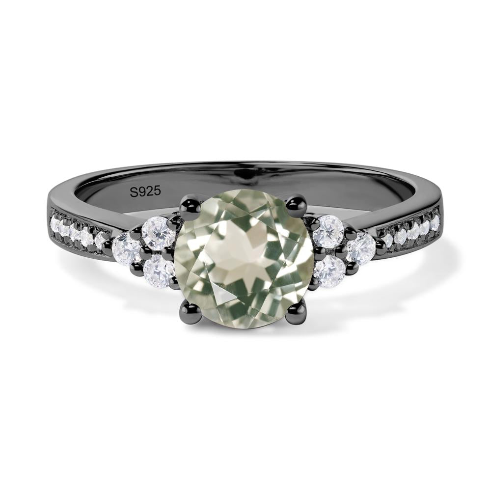 Round Cut Green Amethyst Engagement Ring - LUO Jewelry #metal_black finish sterling silver