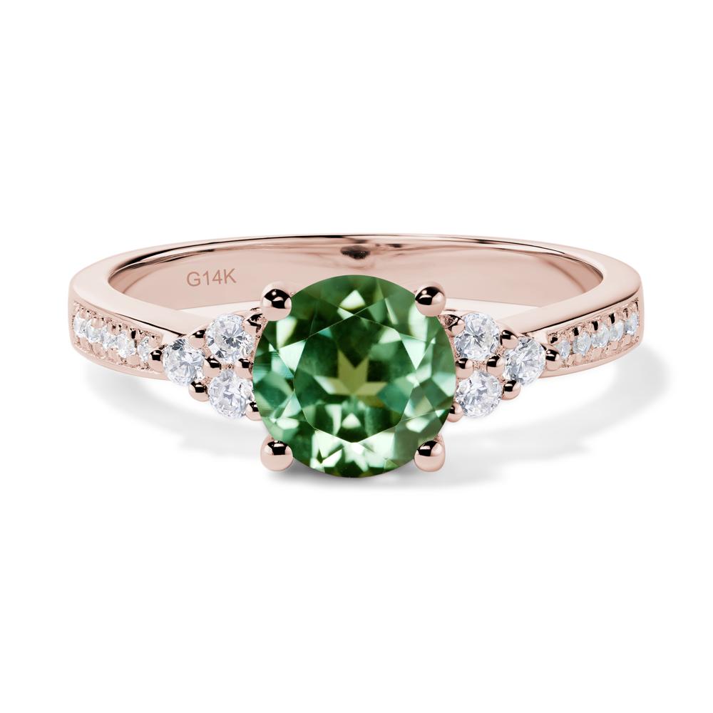 Round Cut Green Sapphire Engagement Ring - LUO Jewelry #metal_14k rose gold