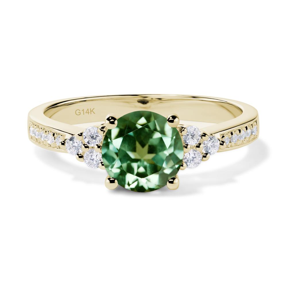 Round Cut Green Sapphire Engagement Ring - LUO Jewelry #metal_14k yellow gold