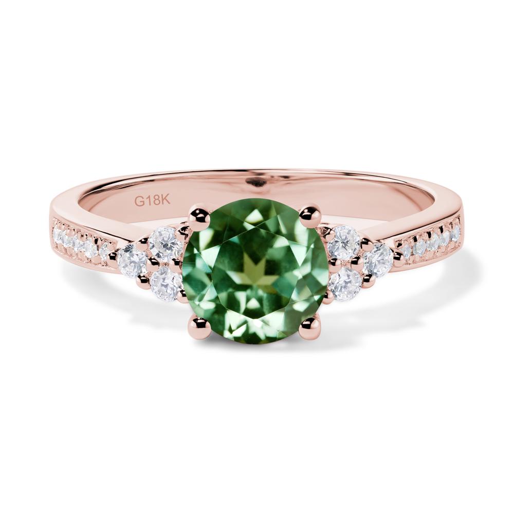 Round Cut Green Sapphire Engagement Ring - LUO Jewelry #metal_18k rose gold