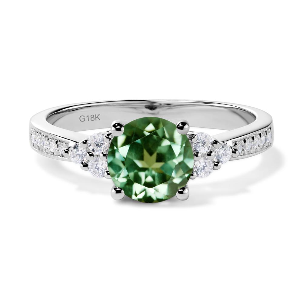 Round Cut Green Sapphire Engagement Ring - LUO Jewelry #metal_18k white gold