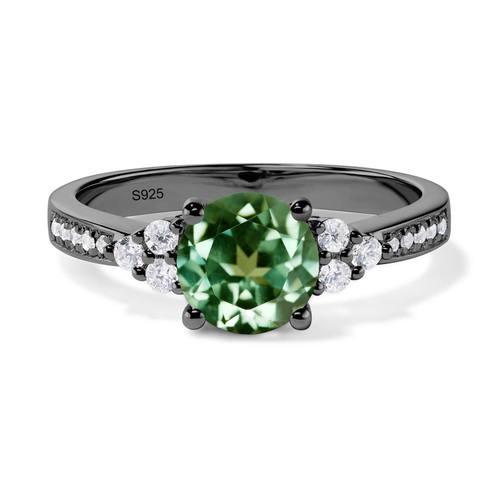 Round Cut Green Sapphire Engagement Ring - LUO Jewelry #metal_black finish sterling silver
