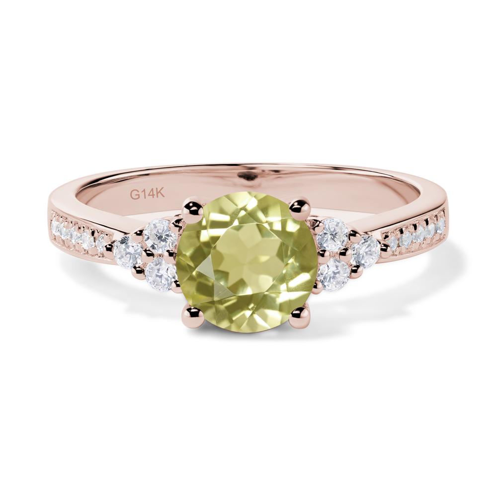 Round Cut Lemon Quartz Engagement Ring - LUO Jewelry #metal_14k rose gold