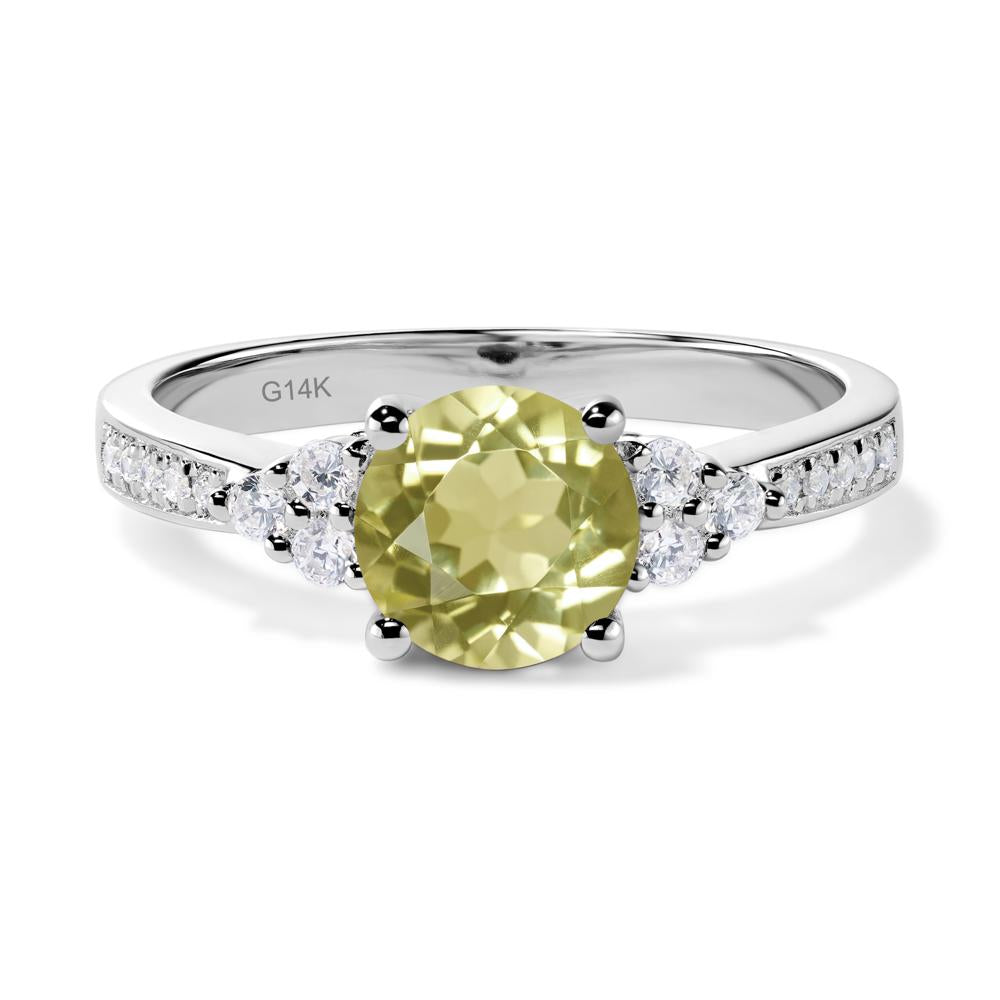 Round Cut Lemon Quartz Engagement Ring - LUO Jewelry #metal_14k white gold