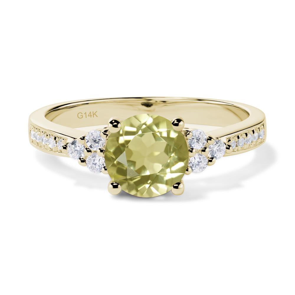Round Cut Lemon Quartz Engagement Ring - LUO Jewelry #metal_14k yellow gold