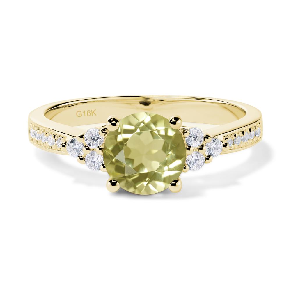 Round Cut Lemon Quartz Engagement Ring - LUO Jewelry #metal_18k yellow gold