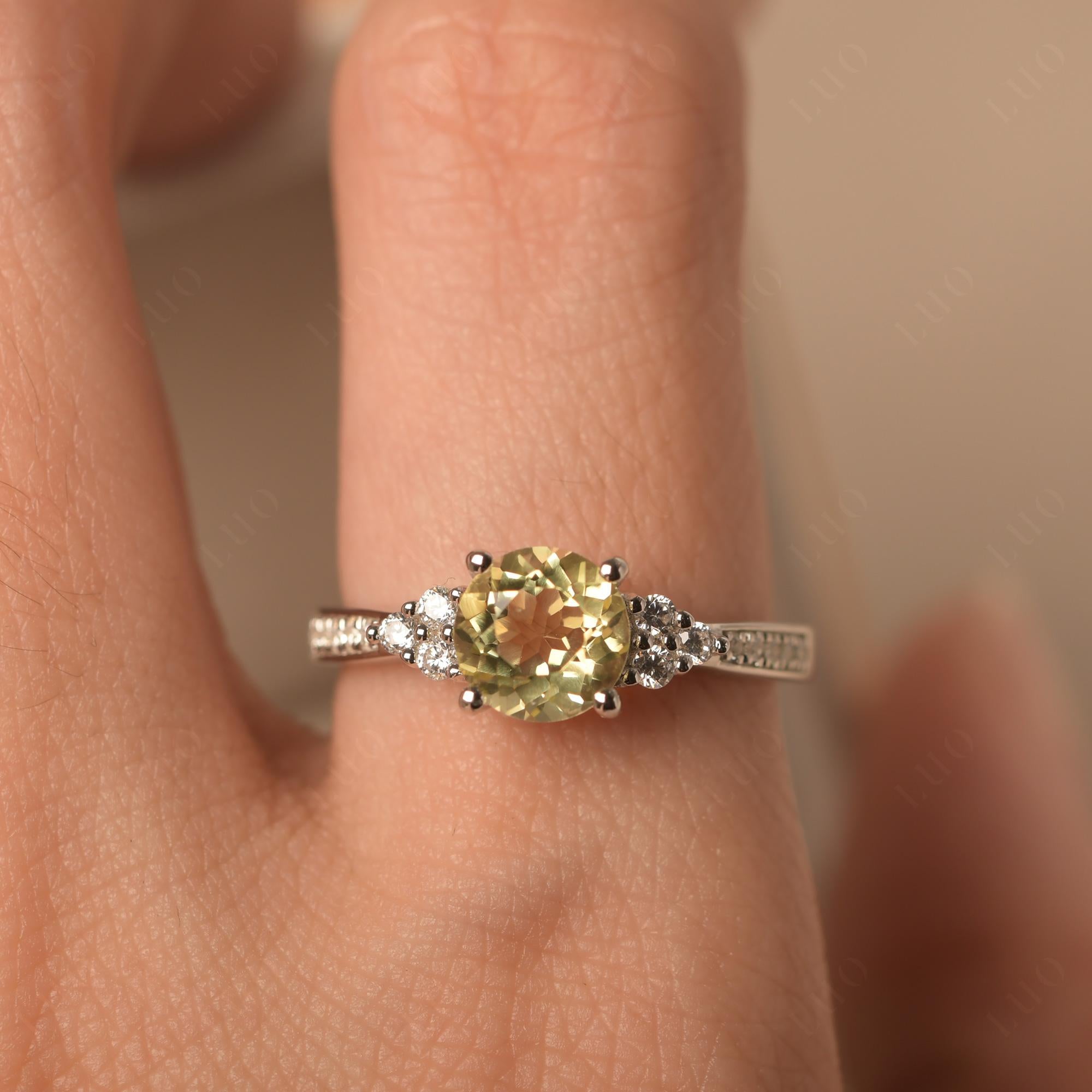 Round Cut Lemon Quartz Engagement Ring - LUO Jewelry