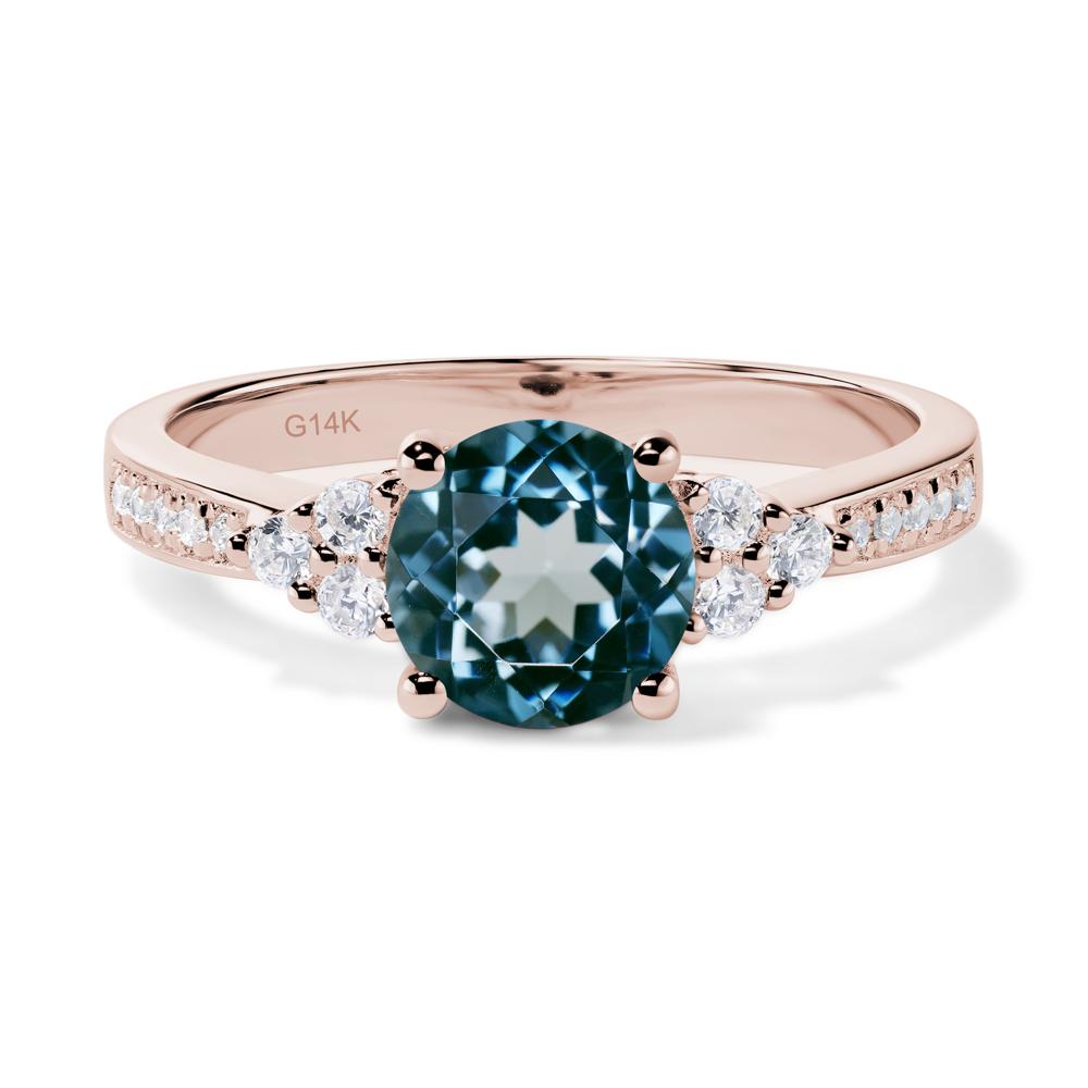 Round Cut London Blue Topaz Engagement Ring - LUO Jewelry #metal_14k rose gold