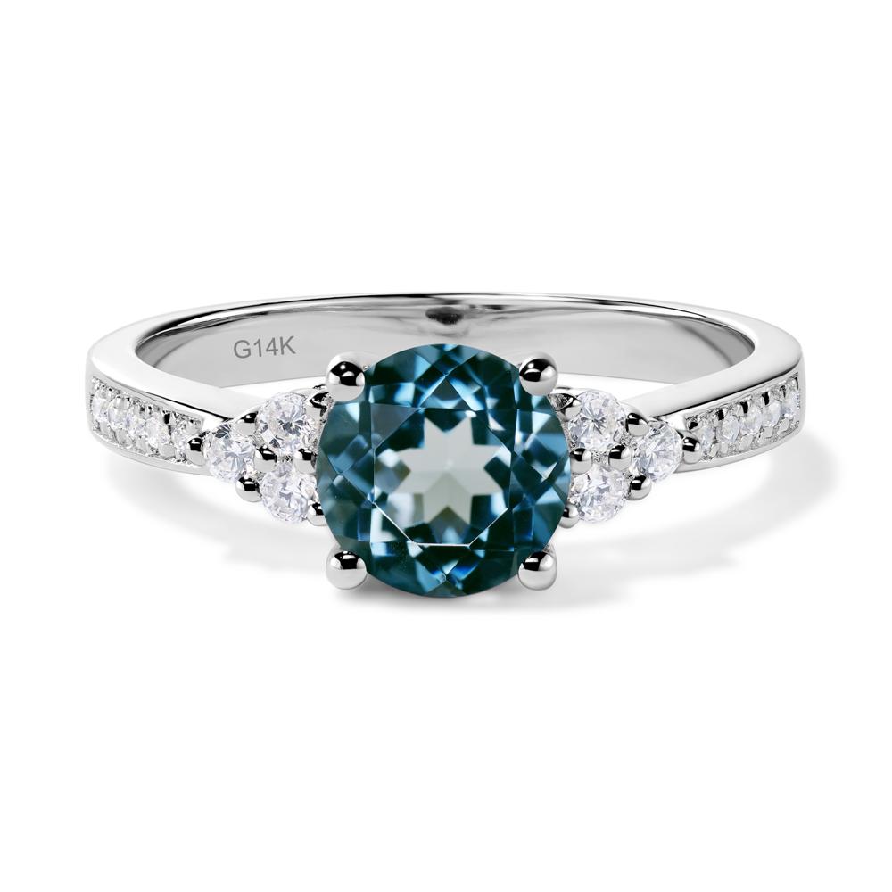 Round Cut London Blue Topaz Engagement Ring - LUO Jewelry #metal_14k white gold