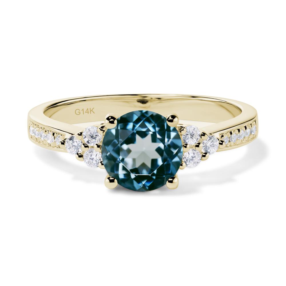 Round Cut London Blue Topaz Engagement Ring - LUO Jewelry #metal_14k yellow gold