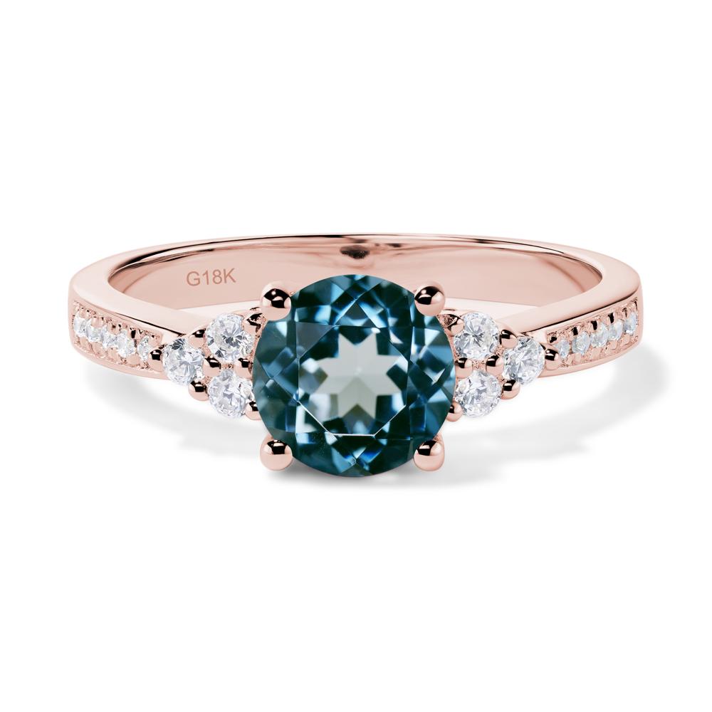 Round Cut London Blue Topaz Engagement Ring - LUO Jewelry #metal_18k rose gold