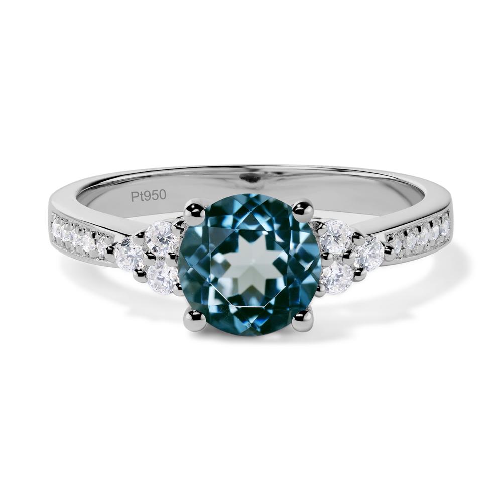 Round Cut London Blue Topaz Engagement Ring - LUO Jewelry #metal_platinum