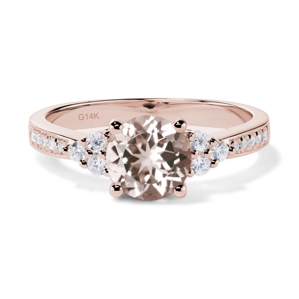 Round Cut Morganite Engagement Ring - LUO Jewelry #metal_14k rose gold