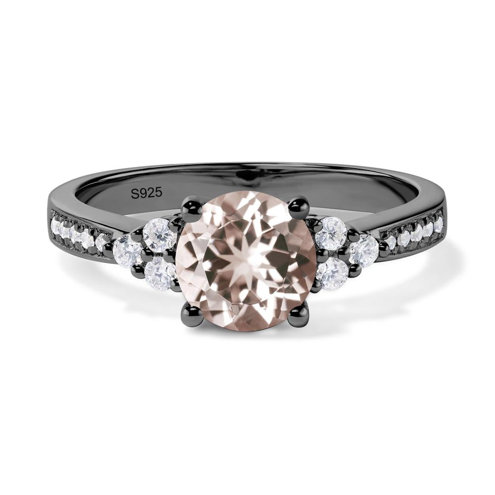 Round Cut Morganite Engagement Ring - LUO Jewelry #metal_black finish sterling silver