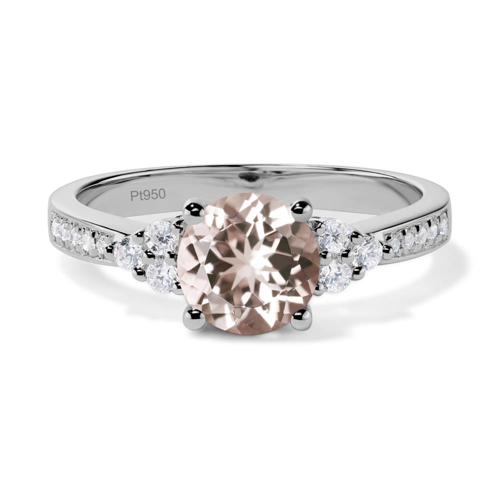 Round Cut Morganite Engagement Ring - LUO Jewelry #metal_platinum