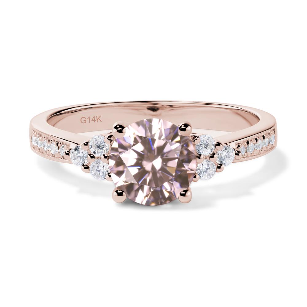 Round Cut Pink Cubic Zirconia Engagement Ring - LUO Jewelry #metal_14k rose gold