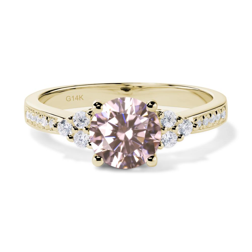 Round Cut Pink Cubic Zirconia Engagement Ring - LUO Jewelry #metal_14k yellow gold