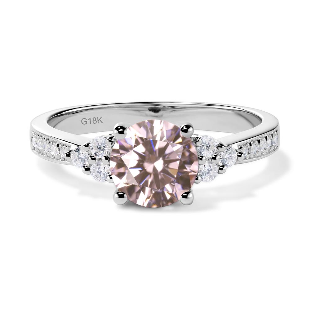 Round Cut Pink Cubic Zirconia Engagement Ring - LUO Jewelry #metal_18k white gold